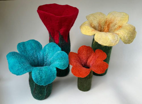 Spring Flowers - Wet Felted Vase