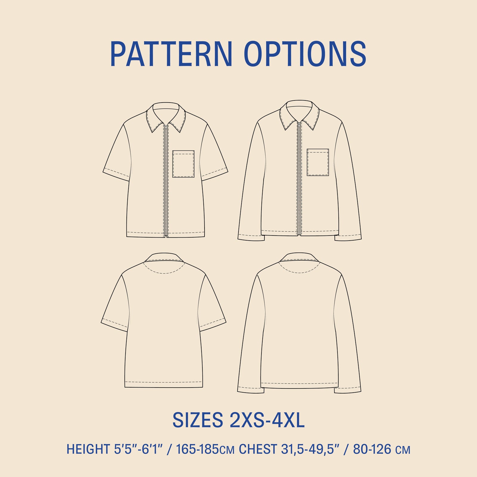 Men's Zip Shirt Sewing Pattern