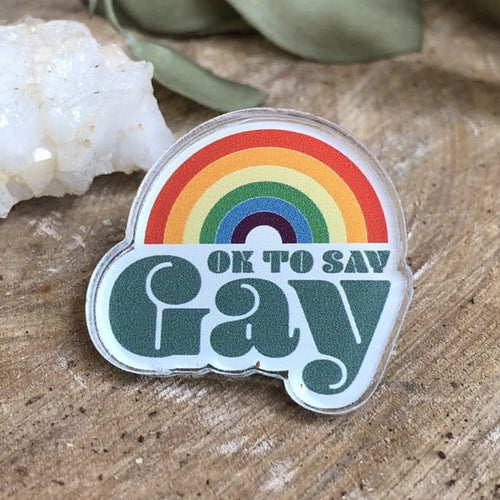 Acrylic Pin- Ok To Say Gay